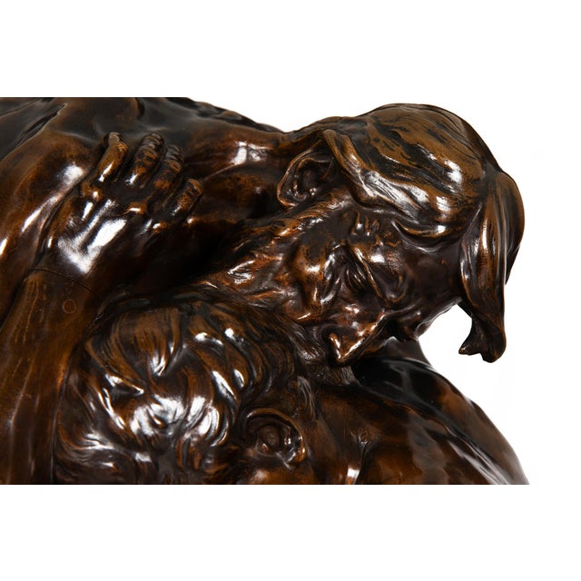 Brown Rare French Bronze Sculpture “Return of Prodigal Son” by Ernest Dubois For Sale - Image 8 of 18