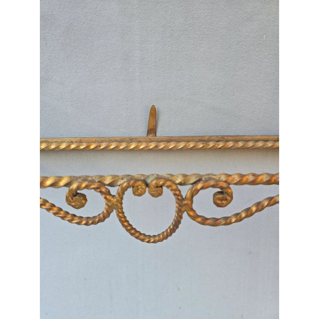 Metal Hand Forged Gilt Wall Shelf From Italy For Sale - Image 7 of 11