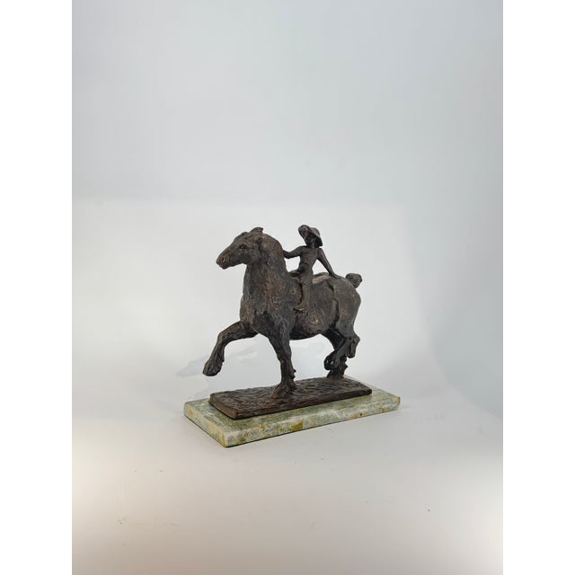 1980s Franco Vianello Lost-Wax Bronze Horse Sculpture - Boy on Clydesdale For Sale - Image 4 of 4