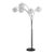 Mid Century Bloom 5-Light Arc Floor Lamp, 1970s - Black Nickel, Black Marble Base, White Satin Shade For Sale