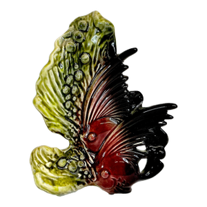 Vintage Italian Majolica Palm Beach Coastal Fish and Seaweed Vase