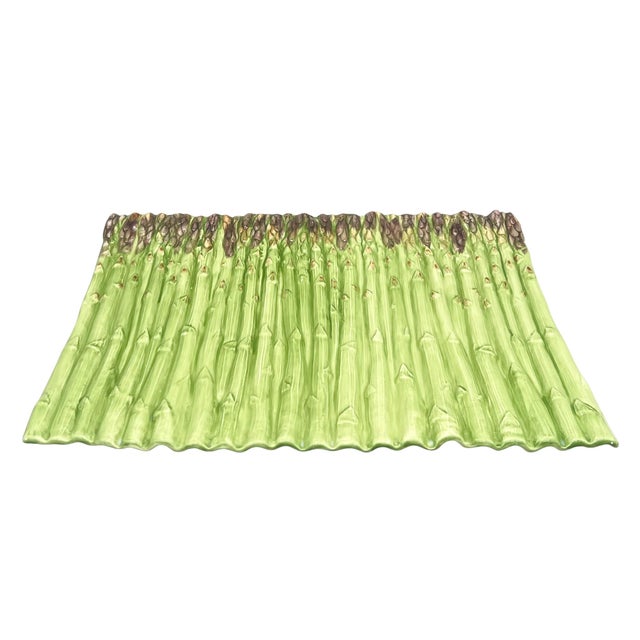Vintage Asparagus Ceramic Serving Platter / Tray – Majolica Style / Country French For Sale - Image 13 of 15