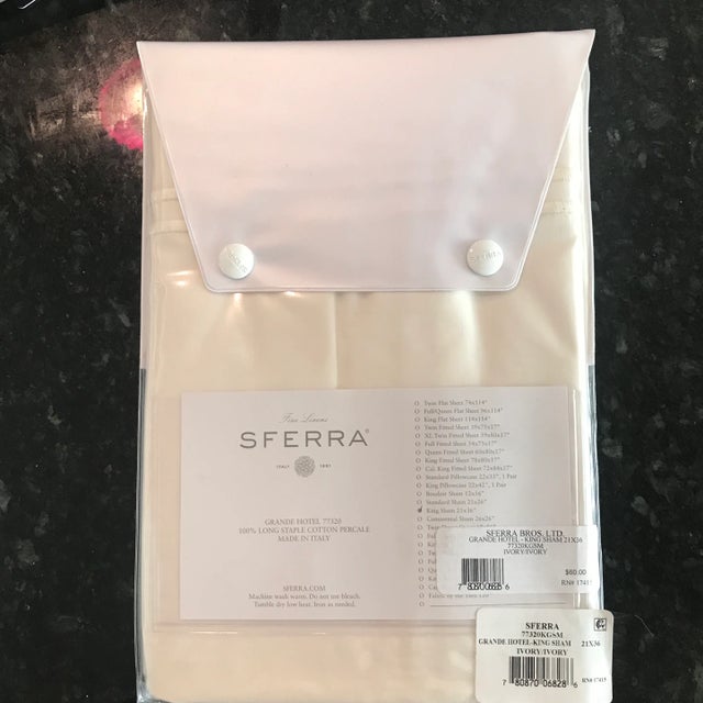 Italian Sferra Grande Hotel Ivory King Sham Pillow Case For Sale - Image 3 of 11