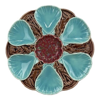 Late 19th Century English Majolica Oyster Plate For Sale