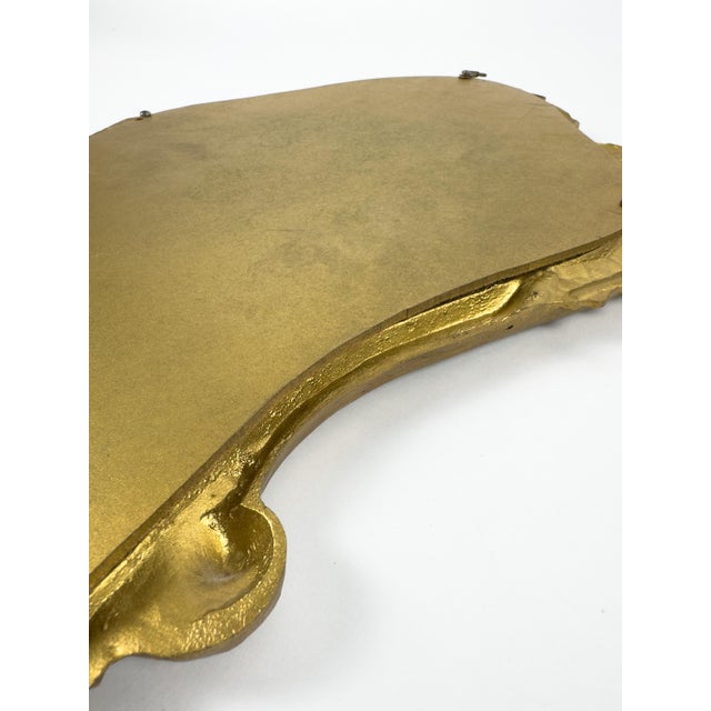 Vintage Rococo Baroque Style Gilt Metal Wall Mirror With Ornate Frame For Sale - Image 12 of 17