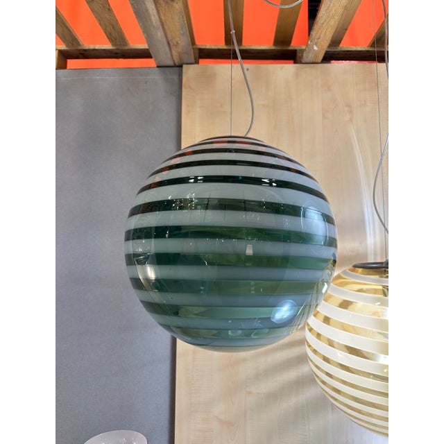 2010s Italian Murano Style Glass Swirling Multicolors Pendant Sphere For Sale - Image 5 of 6