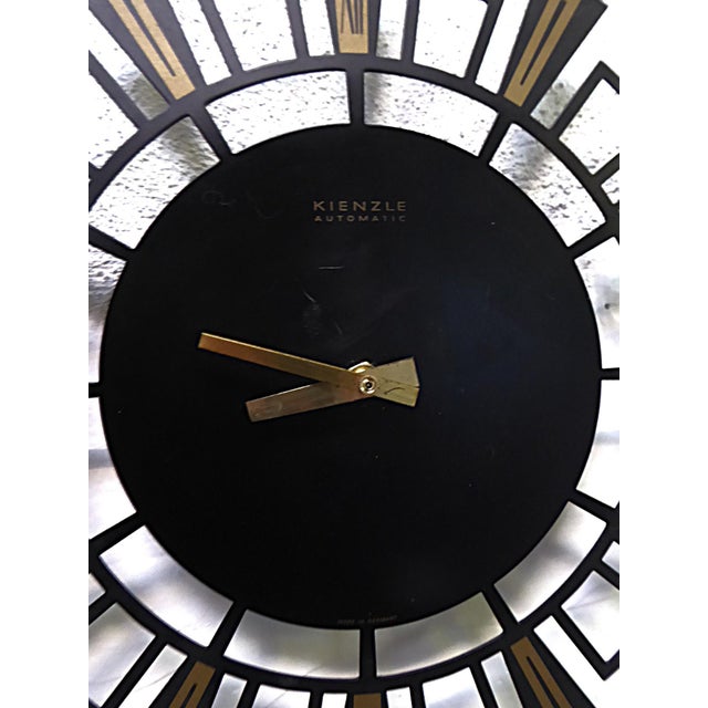1960s Kienzel Wall Clock Mid Century Modern Metal W. Battery Moment Germany 1960s For Sale - Image 5 of 12