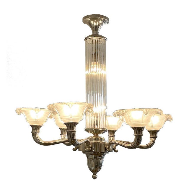 Silver Art Deco Ceiling Lamp For Sale - Image 8 of 8