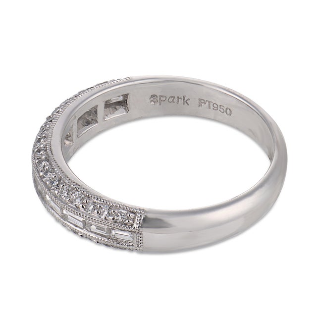 Vintage Diamond Platinum Half Eternity Band, Size 6.5 For Sale - Image 4 of 5