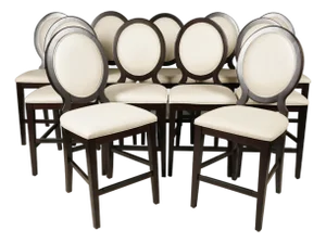 Late 20th Century Black and White Chairs- Set of 8
