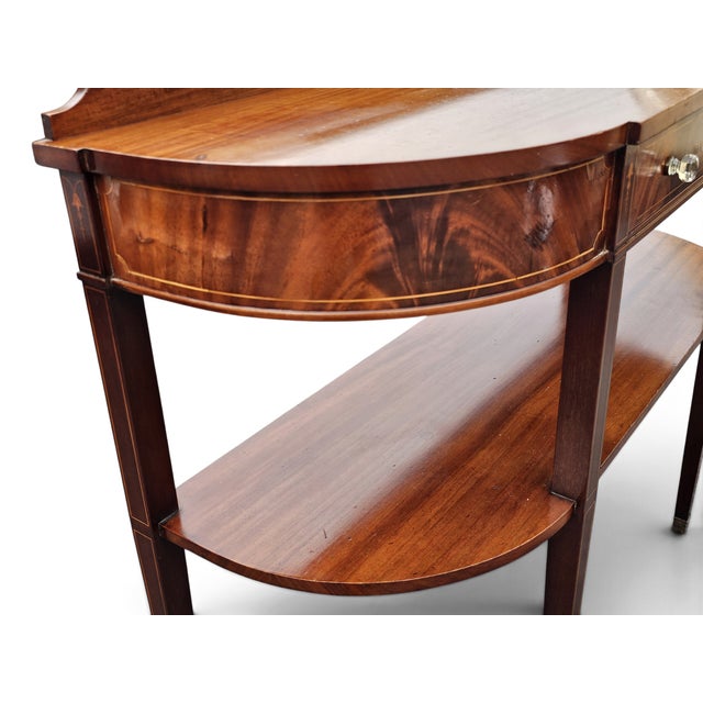 A. H. Davenport and Co. Mahogany and Satinwood Inlaid Two-Tier High Console Table, Circa 1890s For Sale - Image 13 of 17