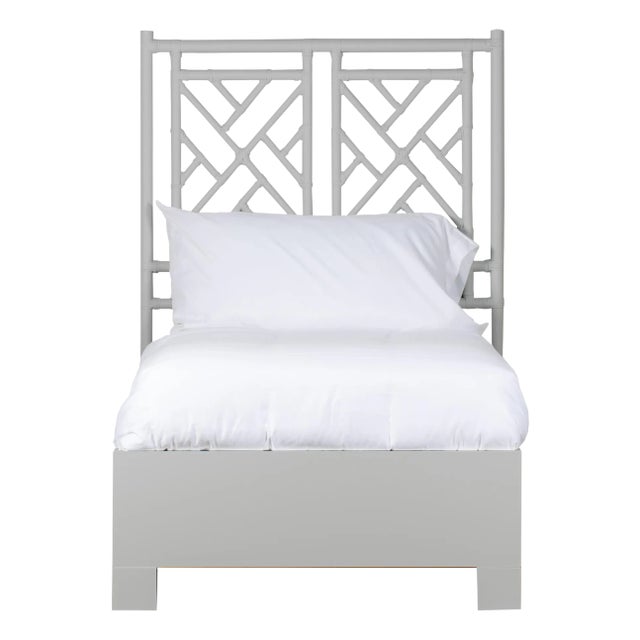 Chippendale Platform Bed Twin, Light Gray For Sale