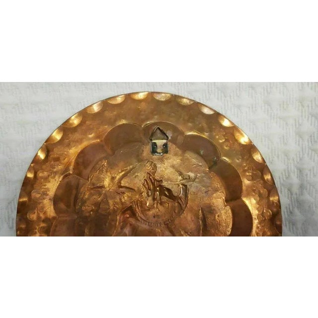 Antique Handmade Ornate Copper Wall Decor Plate Palm Tree, Camel, Bedouin For Sale In Denver - Image 6 of 7