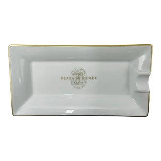 Vintage Hotel Plaza Athénée Paris Ashtray Catchall Dish White Porcelain For Sale