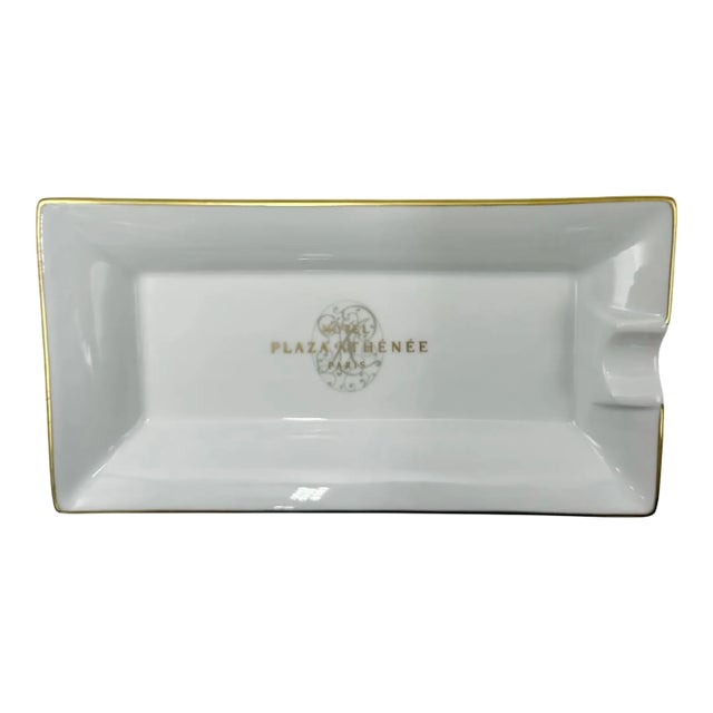 Vintage Hotel Plaza Athénée Paris Ashtray Catchall Dish White Porcelain For Sale