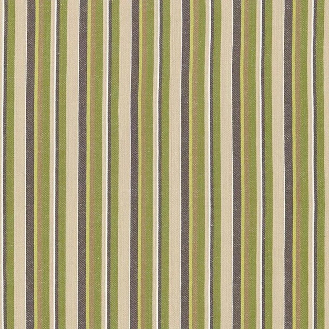 Sample - Schumacher Kiawah Stripe Fabric in Vert For Sale