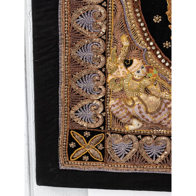 Late 20th Century Embroidered Indian Screen Board Art With Beaded Detail For Sale In New York - Image 6 of 8