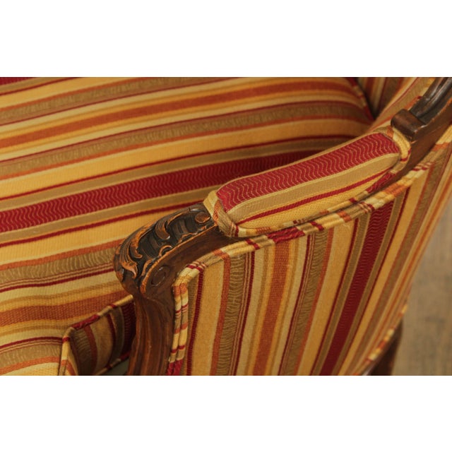 Antique Rococo Style Carved Wood Wingback Armchair For Sale - Image 9 of 13