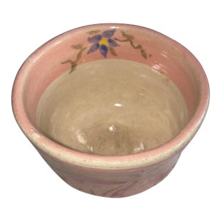 Signed 1994 Studio Pottery Floral Stoneware Bowl For Sale