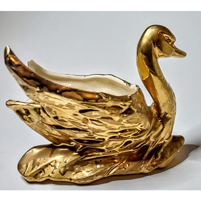Gold 1940s McCoy 22kt Weeping Gold Swan Planter For Sale - Image 8 of 10