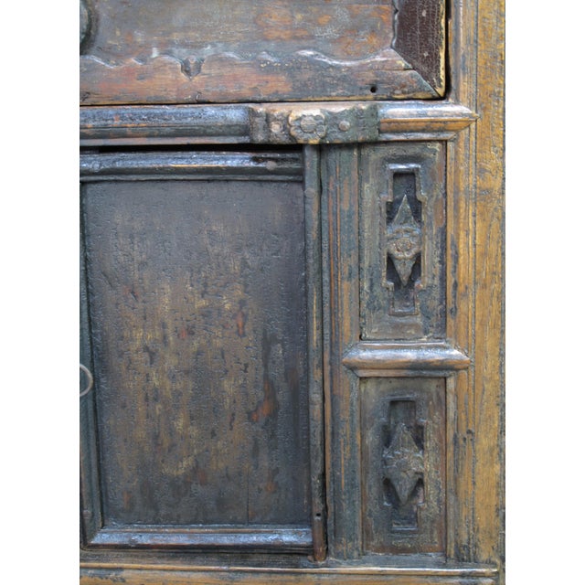 Brown Antique Naturally Distressed & Aged Elm Altar Cabinet For Sale - Image 8 of 9