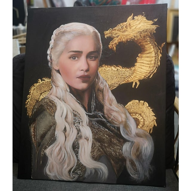 French Artist, Mother of Dragons, 2000s, Oil Painting on Canvas For Sale - Image 6 of 7
