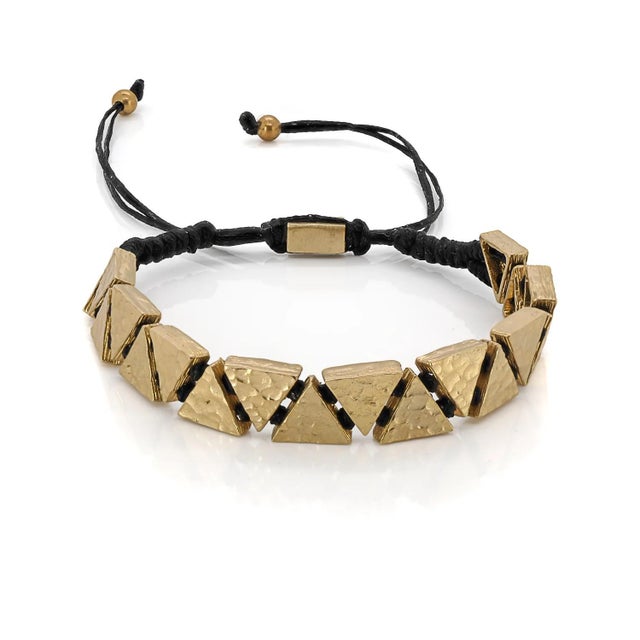 Metal Black Woven Gold Triangle Bracelet For Sale - Image 7 of 7