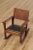 High Quality Antique Oak Wood Veneer Small Size Rocker with Black Leatherette Seat