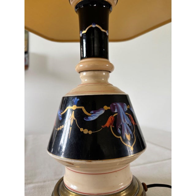 Black Art Deco Table Lamp in Glazed and Gilded Porcelain, 1920s For Sale - Image 8 of 10
