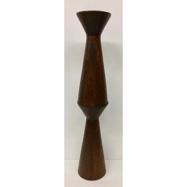 1950s Boho Chic Solid Wood Candle Holders - a Pair For Sale - Image 11 of 13