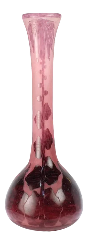 Charles Schneider Le Verre Francais French Art Nouveau Dahlia Glass Vase