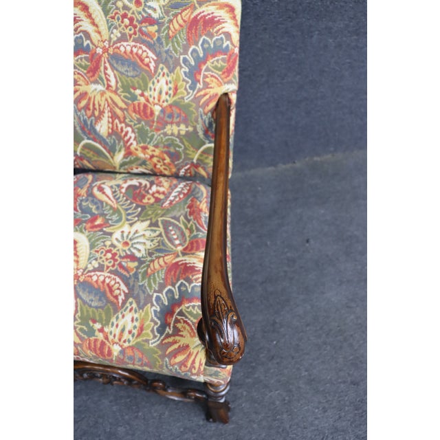 Victorian Walnut Upholstered Open Armchair With Tapestry Upholstery For Sale In Philadelphia - Image 6 of 12