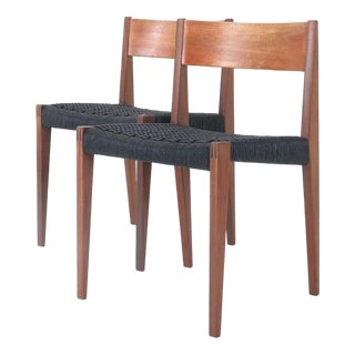 Pia Chair in Teak and Black Paper Cord by Poul Cadovius for Cado, 1960s For Sale