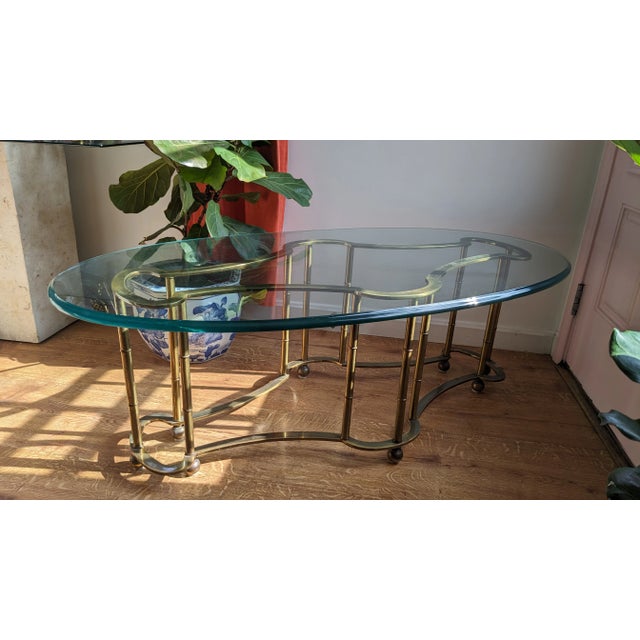 Mastercraft 1970s Brass & Glass Cocktail Table For Sale - Image 4 of 11