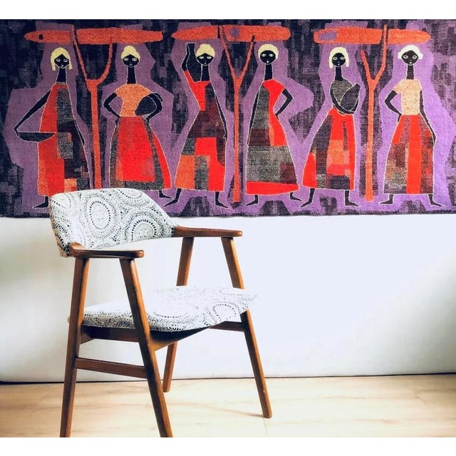 60s Vintage Mid-Century Modern Huge Mural Size Cubist Textile Fiber Art Wall Hanging Women For Sale In Tampa - Image 6 of 7