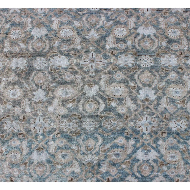 Blue Antique Persian Malayer Runner With Allover Herati Pattern in Faded Blue. For Sale - Image 8 of 12