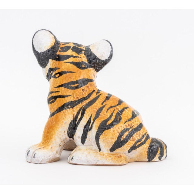 Italian Modern Tiger Cub Ceramic Sculpture For Sale In New York - Image 6 of 10