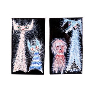 Ceramic Plates with Polychromed Figures by Otello Rosa, San Polo, Venice, Set of 2 For Sale