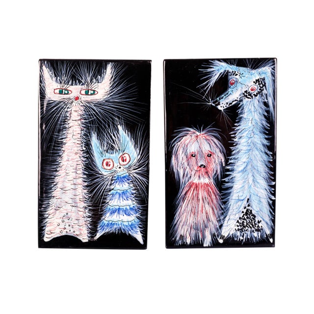 Ceramic Plates with Polychromed Figures by Otello Rosa, San Polo, Venice, Set of 2 For Sale