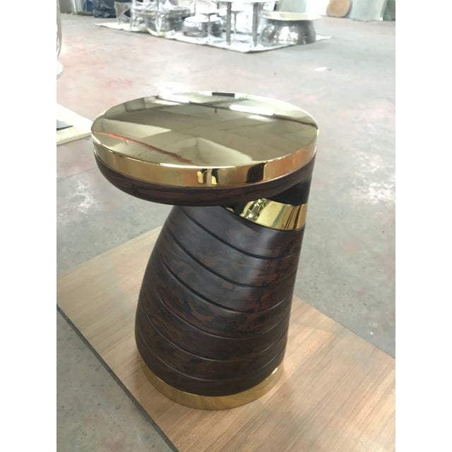 "Matita" Coffee Table With Bronze and Wood, Handcrafted, Bizimyer Furniture, Istanbul For Sale - Image 11 of 17