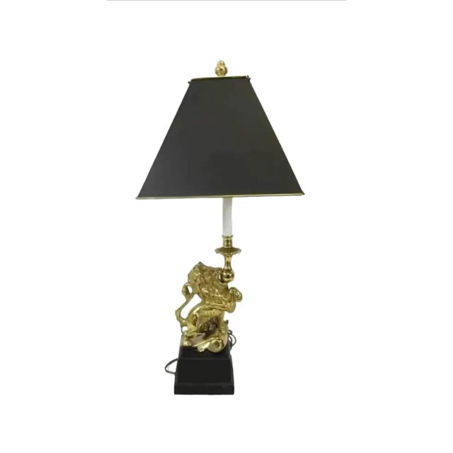 For your consideration... This is a stunning sculpted prancing lion table lamp. This fabulous table lamp is absolutely...