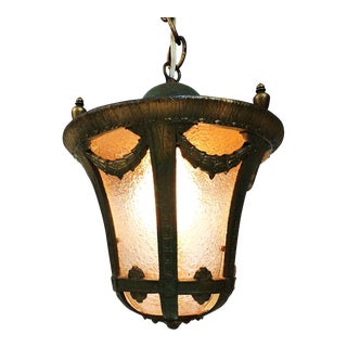 Antique Lion Electric Hall Cast Metal Pendant Light For Sale
