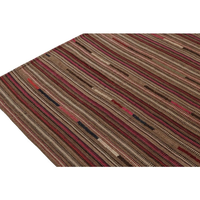1950s Vintage Persian Kilim in Pink and Beige-Brown Stripes by Rug & Kilim For Sale In New York - Image 6 of 8