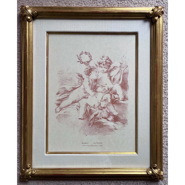 Boucher Cherubs Custom Framed Italian Prints-After Boucher-Set 2 For Sale - Image 4 of 8