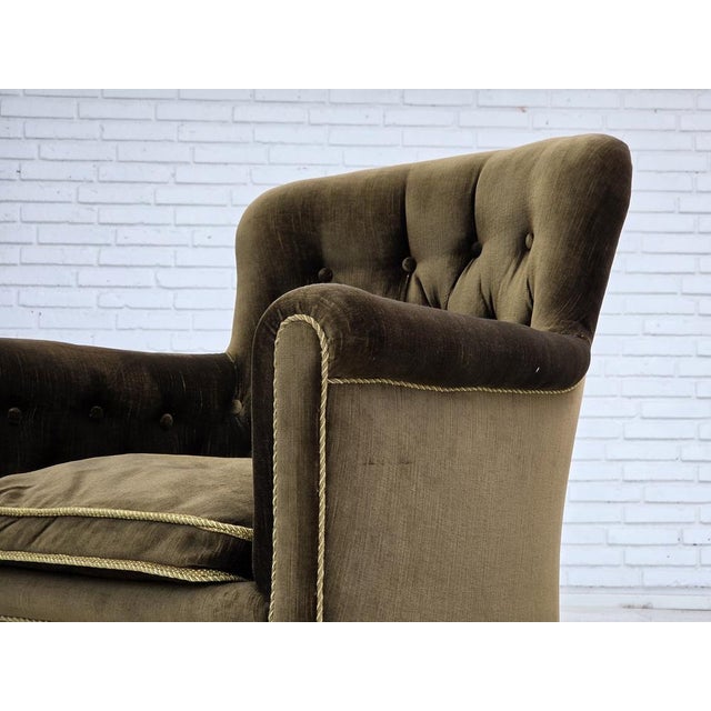 Scandinavian Armchair in Green Velour and Ash For Sale - Image 17 of 18