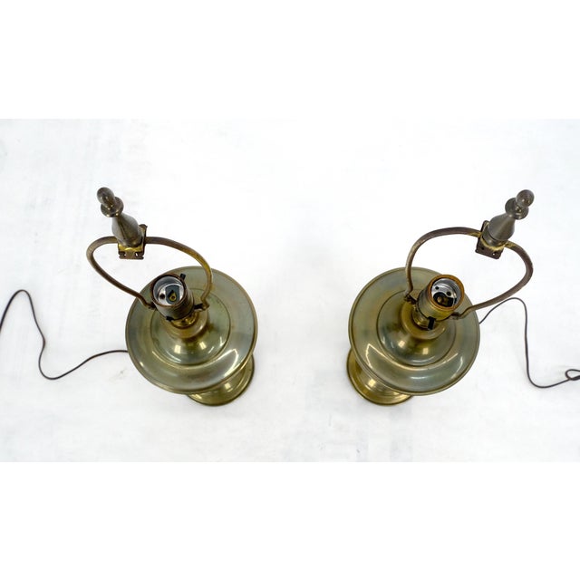 Pair of Urn Cup shape Brass Table Lamps c1940s For Sale - Image 10 of 10