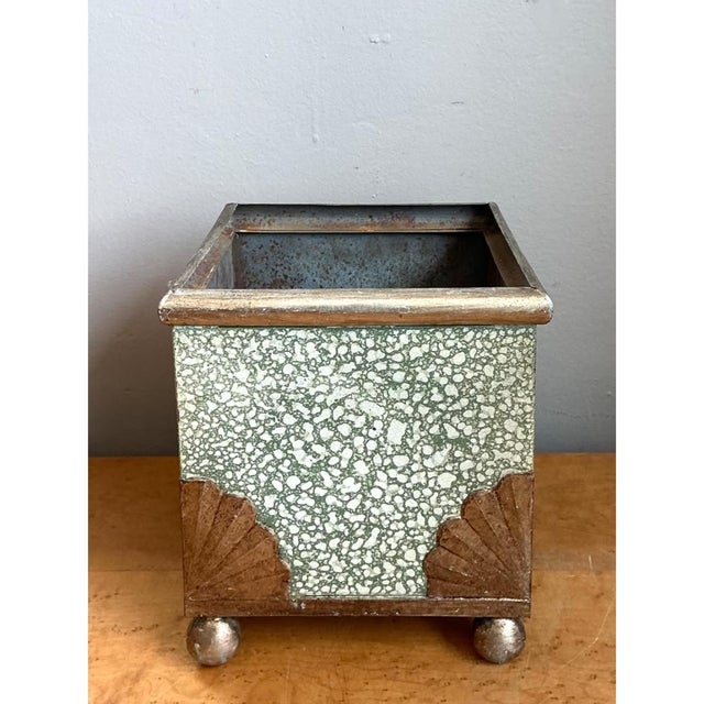 Vintage Painted Cache Pot With Shell Detail For Sale - Image 10 of 12