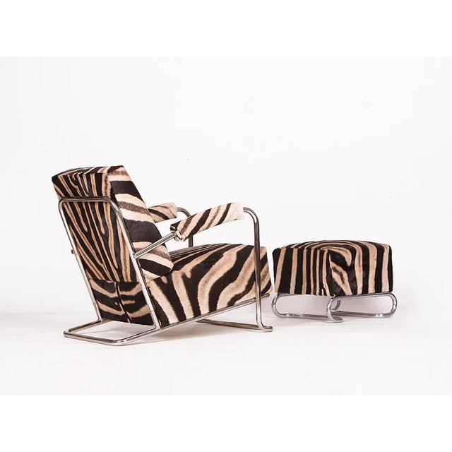 Beige Zebrafell Tubular Steel Chair from Hynek Gottwald, 1930s For Sale - Image 8 of 10