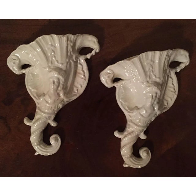 18th Century English Creamware Wall Pockets with Eagle and Ram Head Handles - A Pair For Sale - Image 4 of 11