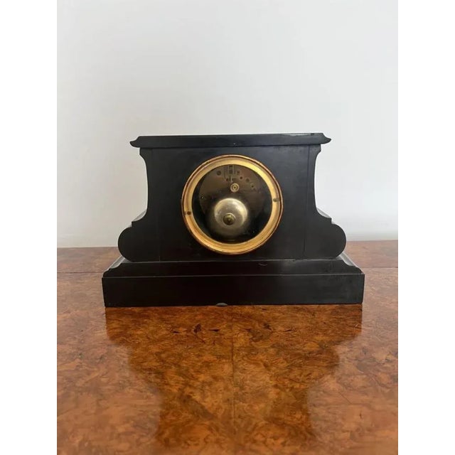 Black Antique Victorian Eight Day Mantle Clock, 1880 For Sale - Image 8 of 9